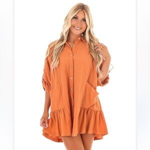 TALULAH Tiered Button Down Cotton Dress Size Small